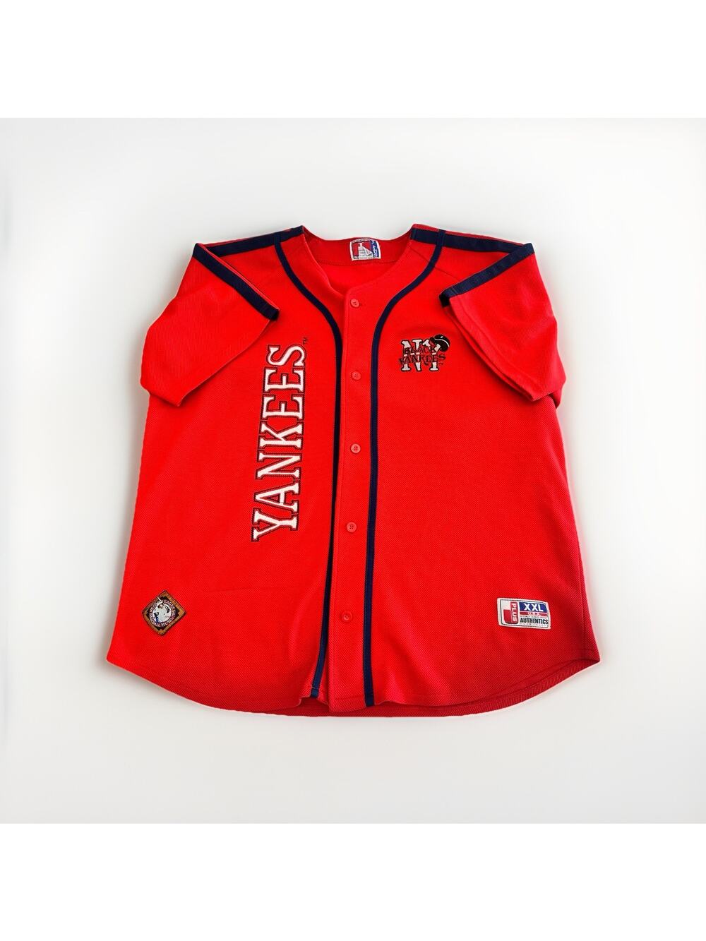 VTG Black Yankees Negro Leagues Baseball Jersey XXL Plus Authentic Red NLBM Mesh